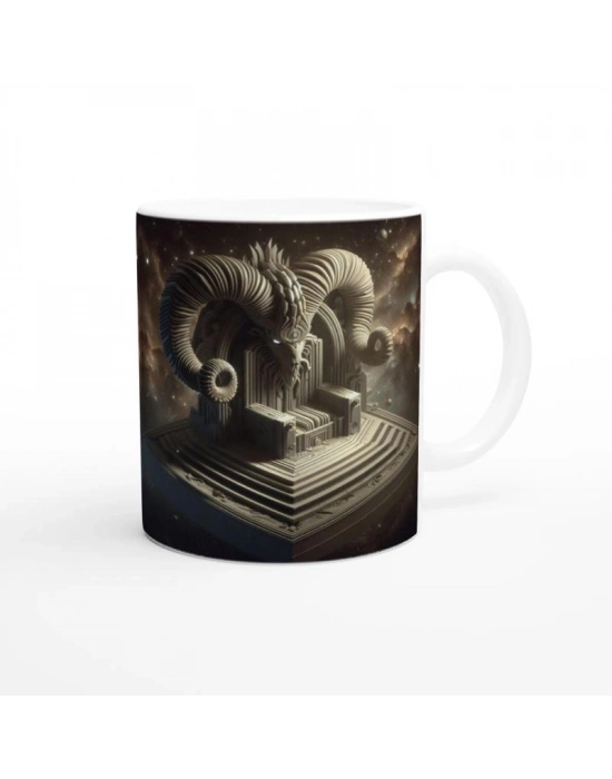 Oğlak Burcu Baskılı Kahve Kupası - Galaktik Taht Odası Temalı Vs1