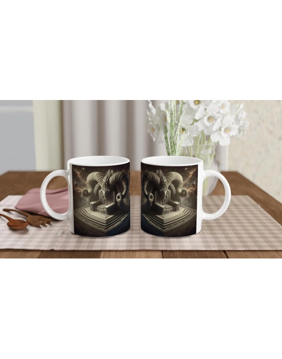 Oğlak Burcu Baskılı Kahve Kupası - Galaktik Taht Odası Temalı Vs1