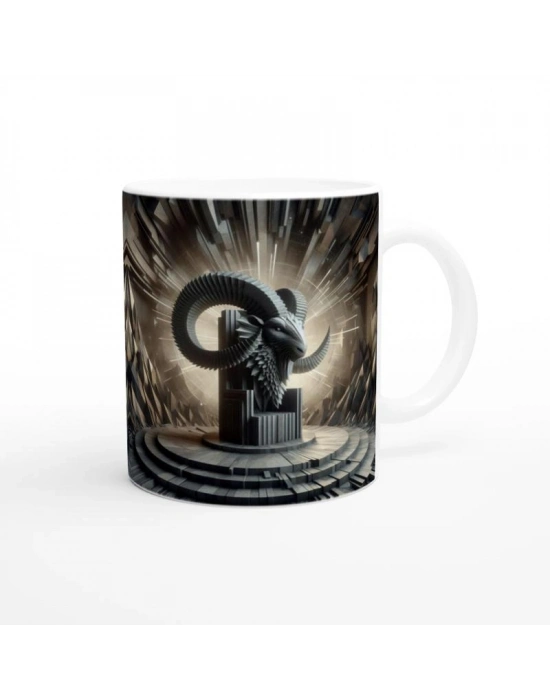 Oğlak Burcu Baskılı Kahve Kupası - Galaktik Taht Odası Temalı Vs2