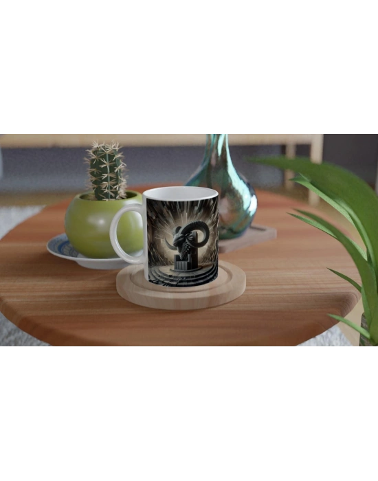 Oğlak Burcu Baskılı Kahve Kupası - Galaktik Taht Odası Temalı Vs2