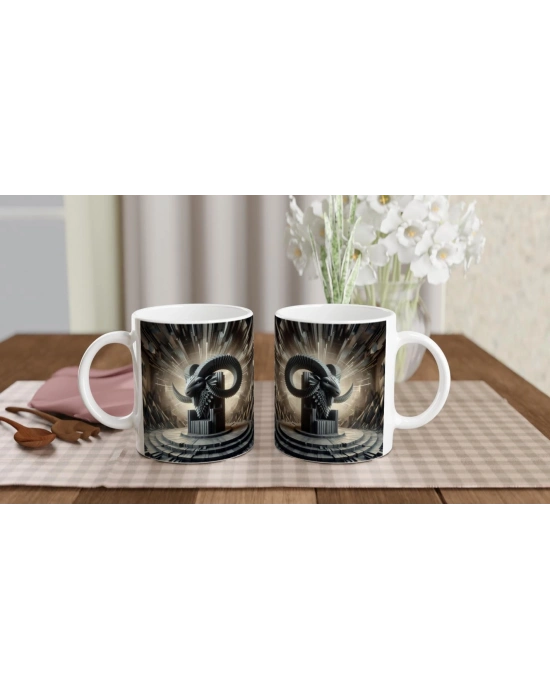 Oğlak Burcu Baskılı Kahve Kupası - Galaktik Taht Odası Temalı Vs2