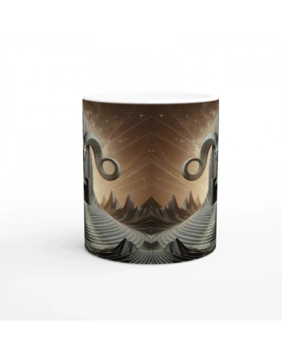 Oğlak Burcu Baskılı Kahve Kupası - Galaktik Taht Odası Temalı Vs4