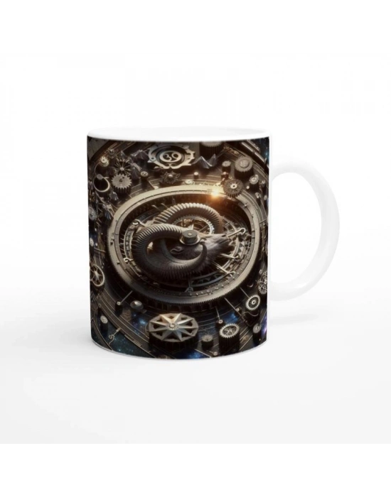 Oğlak  Burcu Baskılı Kahve Kupası - Zamanın Çarkları Astroloji Mekanizması Vs1