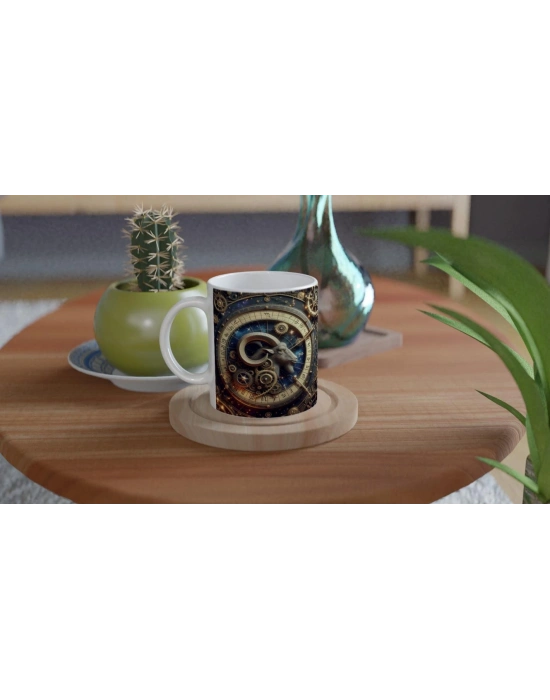 Oğlak  Burcu Baskılı Kahve Kupası - Zamanın Çarkları Astroloji Mekanizması Vs4