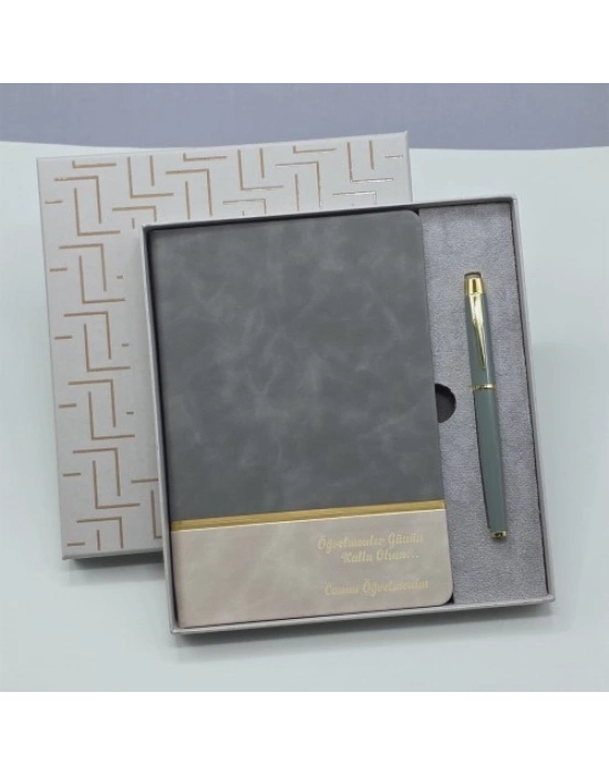 Öğretmenler Gününe Özel Deri Defter Ve Kalem Set