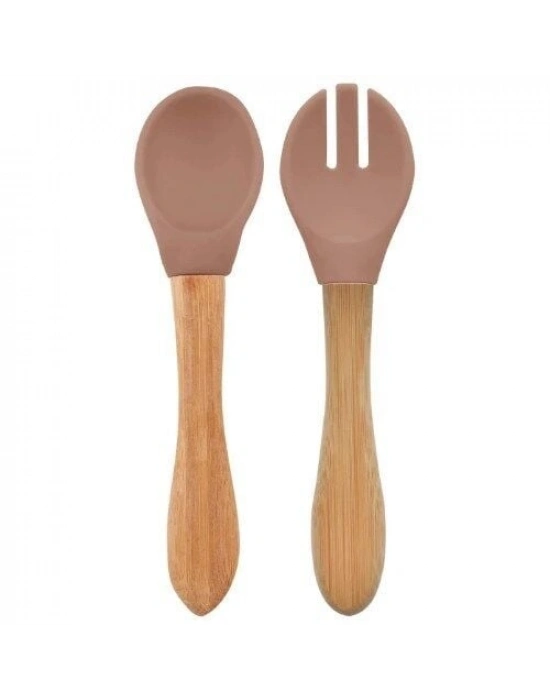 OiOi Mama Kaşığı ve Çatal Seti Woody Brown