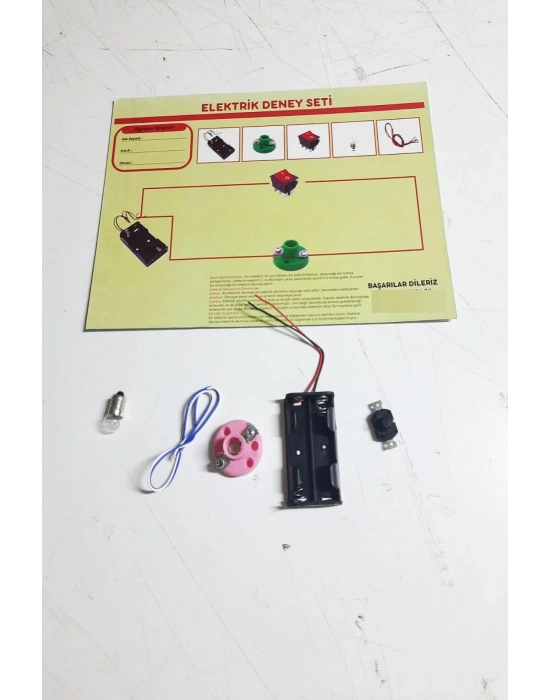 Okul Deney Seti - Elektrik Seti Ampul - Pil Yatağı - Duy -düğme Seti