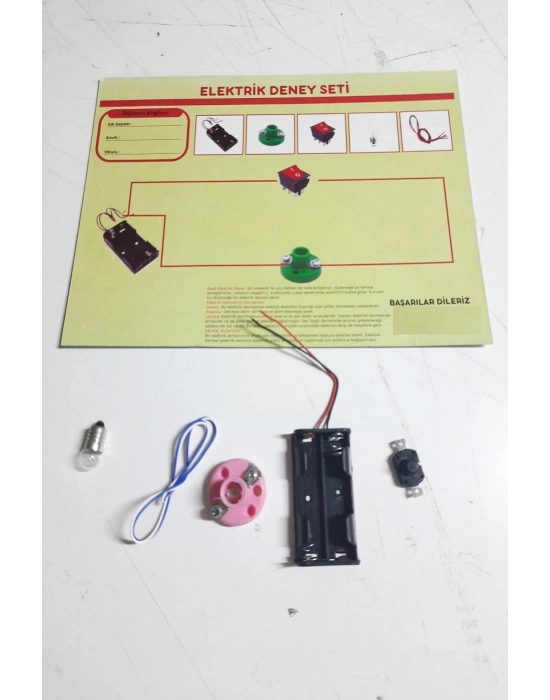 Okul Deney Seti - Elektrik Seti Ampul - Pil Yatağı - Duy -düğme Seti