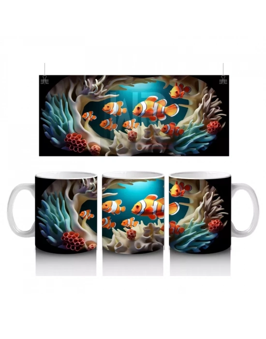 Okyanus Derinliğinde Neşeli Palyaço Balıkları – Baskılı Kupa