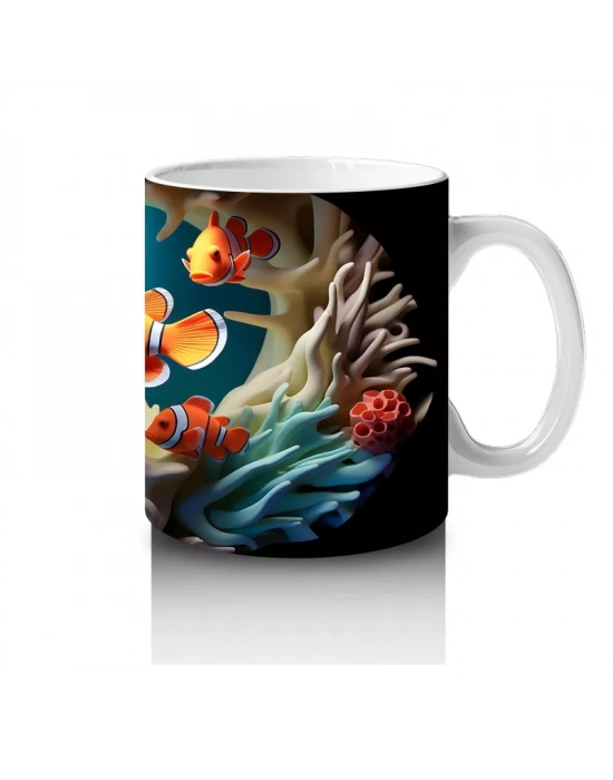 Okyanus Derinliğinde Neşeli Palyaço Balıkları – Baskılı Kupa