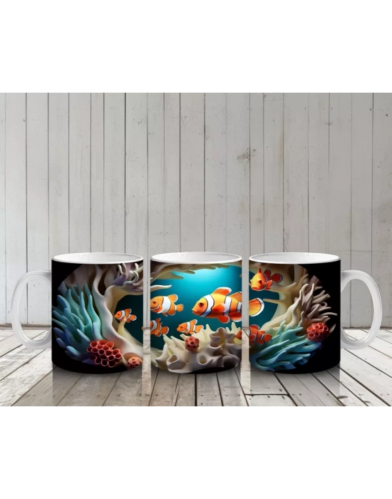 Okyanus Derinliğinde Neşeli Palyaço Balıkları – Baskılı Kupa