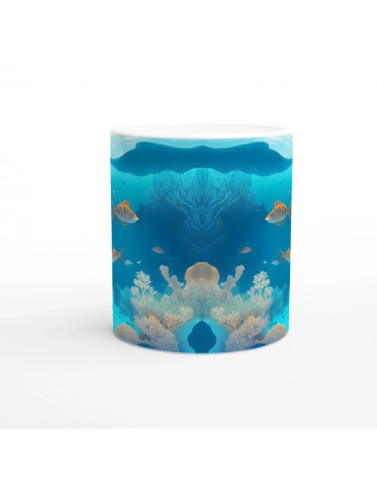 Okyanus Derinliklerinde Çizgili Balıklar Kupa Bardak