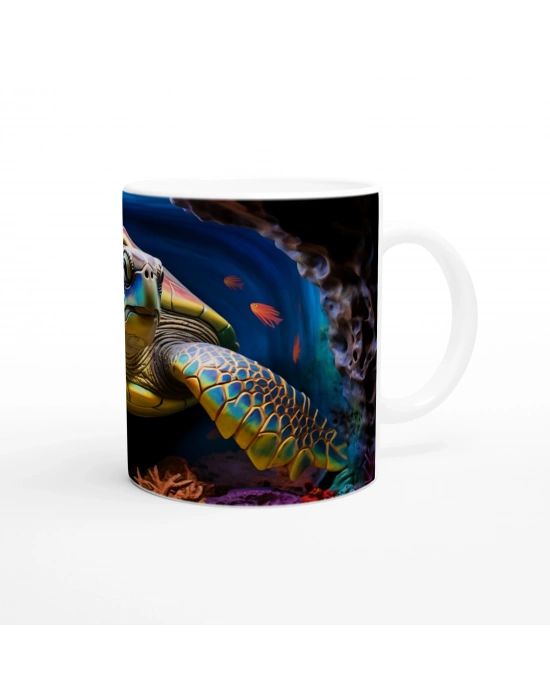 Okyanus Derinliklerinde Parlayan Deniz Kaplumbağası Kupa Bardak