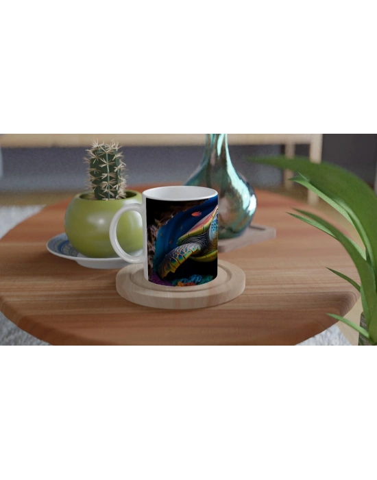 Okyanus Derinliklerinde Parlayan Deniz Kaplumbağası Kupa Bardak