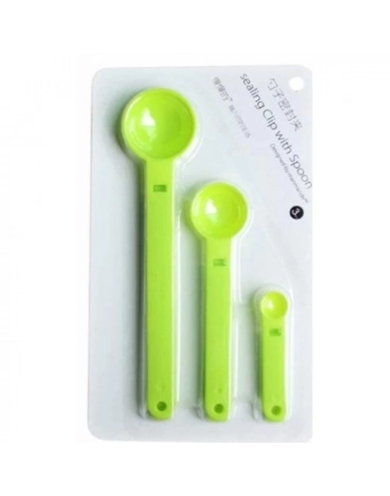 Ölçme Kaşıklı Poşet Klipsi 3lü Paket