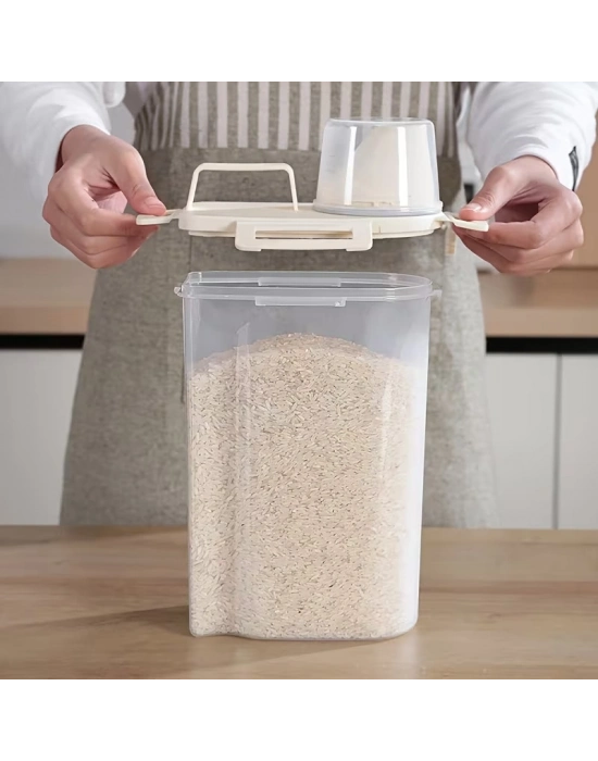 Ölçü Kabı Kapaklı Bakliyat Saklama Kabı - Kulplu Tasarım - 1800 ml