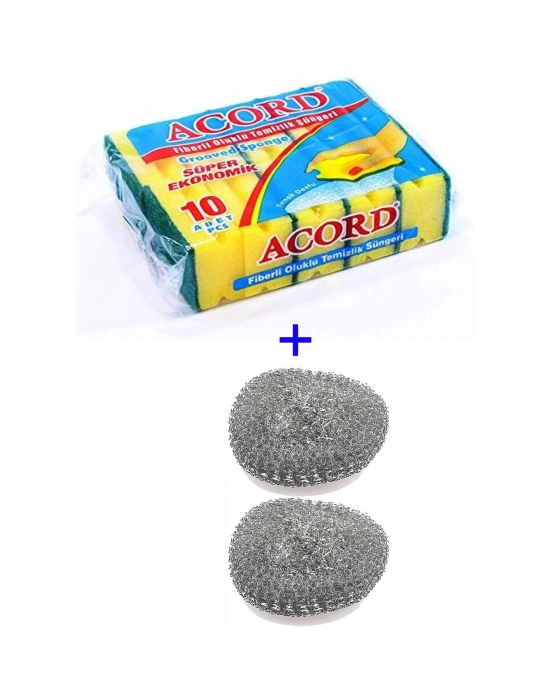 Oluklu Bulaşık Süngeri Ekonomik Paket 10 Adet Kolay Temizlik 2 Adet Bulaşık Teli Hediye