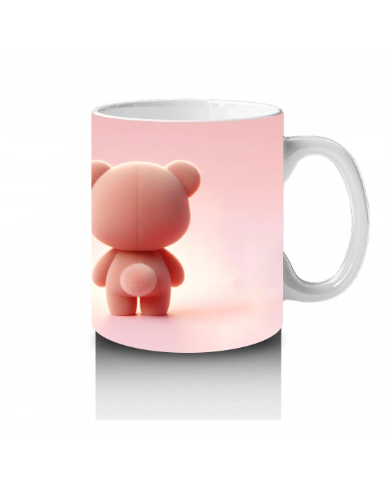 Ön ve Arka Yüzüyle Pembe Ayıcık Çifti – Baskılı Kahve Kupası