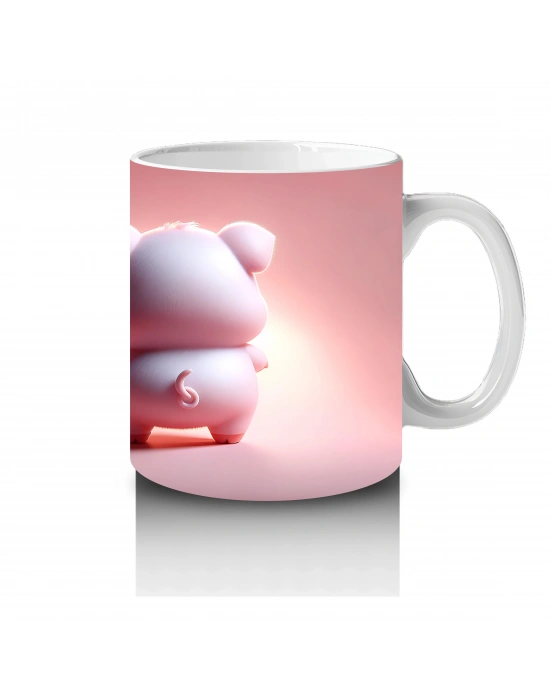 Ön ve Arka Yüzüyle Pembe Ayıcık Maskot – Baskılı Kupa Bardak