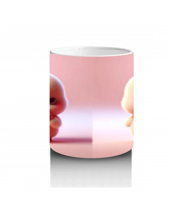 Ön ve Arka Yüzüyle Sevimli Bebek Figürleri – Baskılı Kahve Kupası