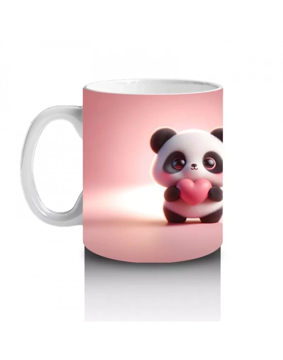 Ön ve Arka Yüzüyle Sevimli Panda Karakteri – Baskılı Kahve Kupası