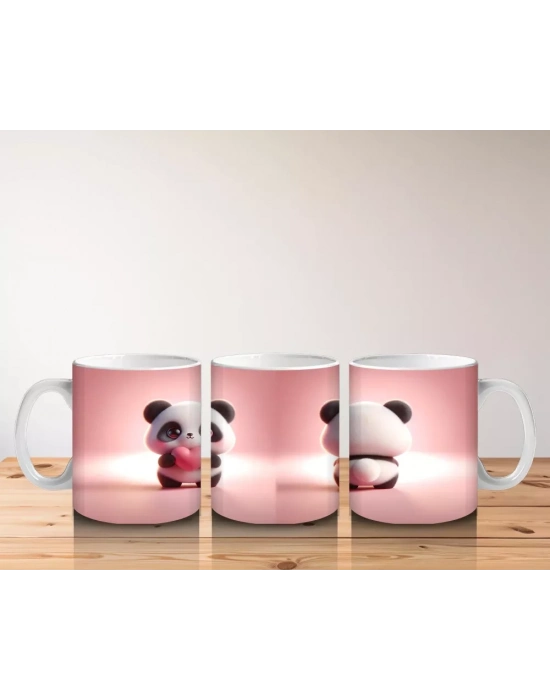 Ön ve Arka Yüzüyle Sevimli Panda Karakteri – Baskılı Kahve Kupası