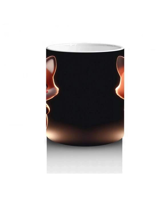 Ön ve Arka Yüzüyle Sevimli Tilki Karakteri – Baskılı Kahve Kupası