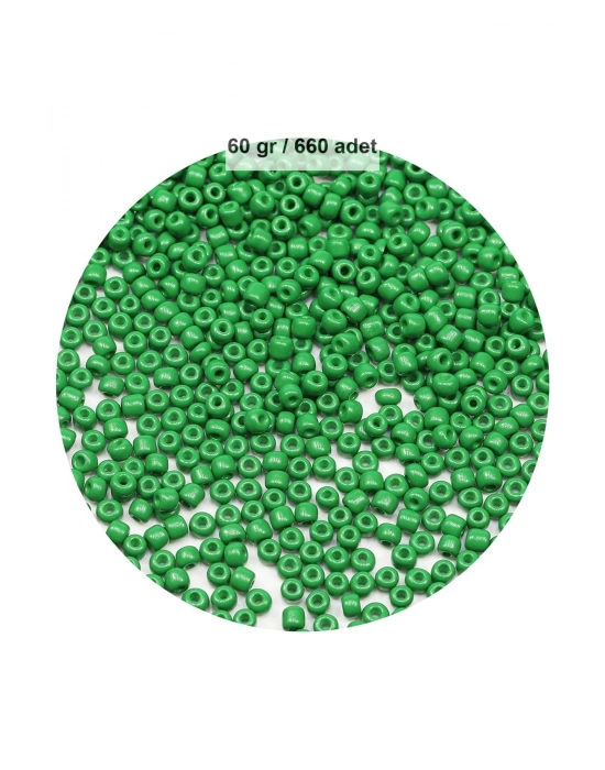Opak Yeşil Renk 4 mm Yaklaşık 660 adet / 60 gram Cam Boncuk Oya Yazma Bileklik ve Kolye