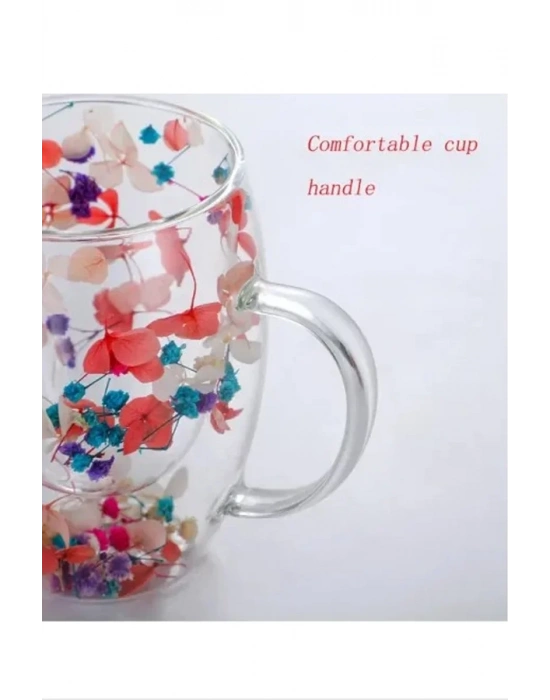 Organik Çiçekli Borosilikat Bardak 350 Ml. Royaleks-BRD-150 BH