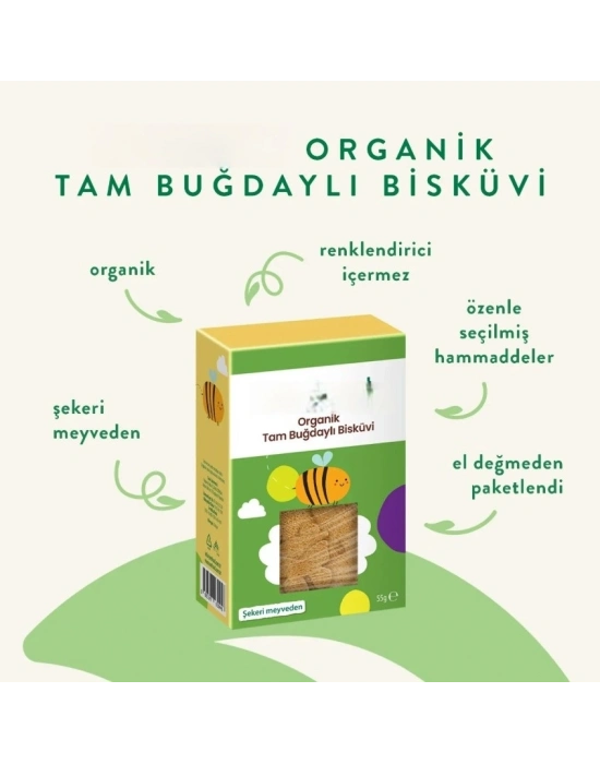 Organik Tam Buğdaylı Bisküvi 55gr