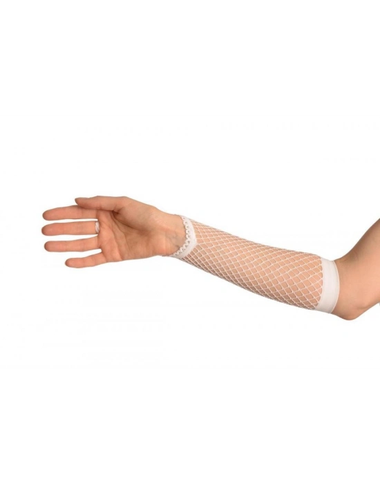 Örgü Beyaz Parmak Arası File Eldiven 26 cm