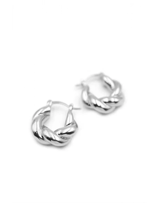 Örgü Halka Küpe - Gümüş