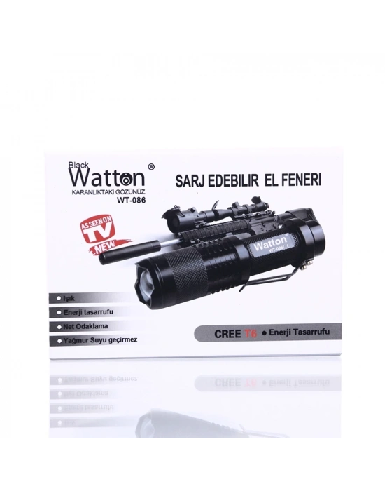 Orjinal 800 Lümen T6 Şarjlı El Feneri  Wt-086