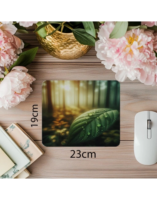Orman Arka Planlı Yakın Doğa Mouse Pad - 19x23 cm 2 mm Dikdörtgen İthal Baskılı Mouse Pad