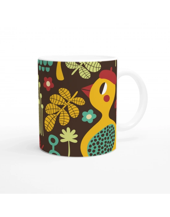 Orman Çizgili Kuş Kupa Bardak