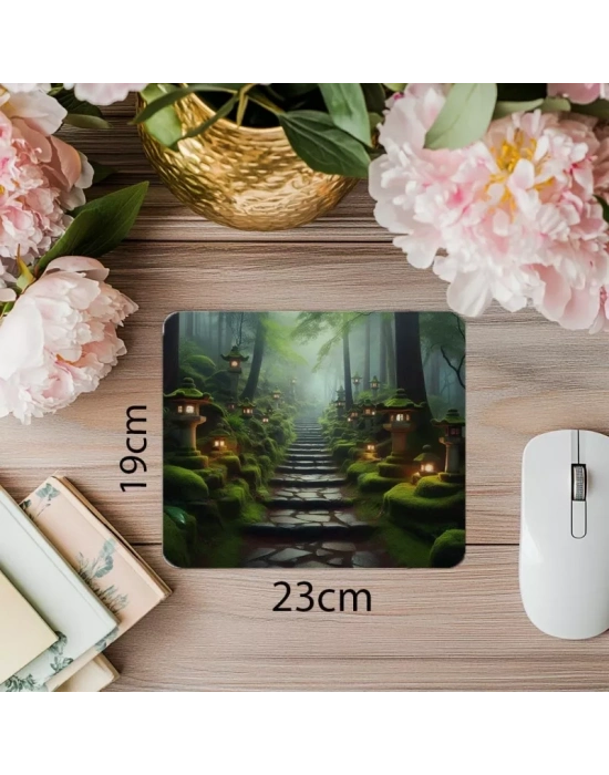Orman Yolunda Taş Basamaklı Mousepad - 19x23 cm 2 mm Dikdörtgen İthal Baskılı Mouse Pad