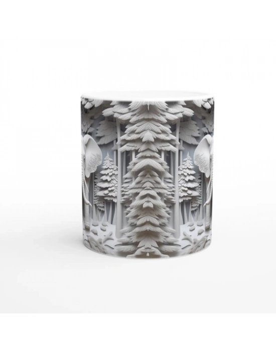 Ormanda Beliren Fil Silueti Temalı Baskılı Kupa Bardak