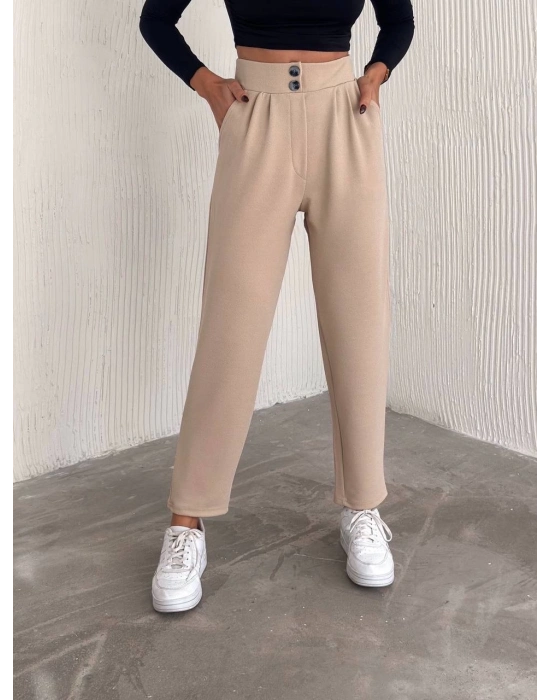 örme krep pantolon çift düğmeli