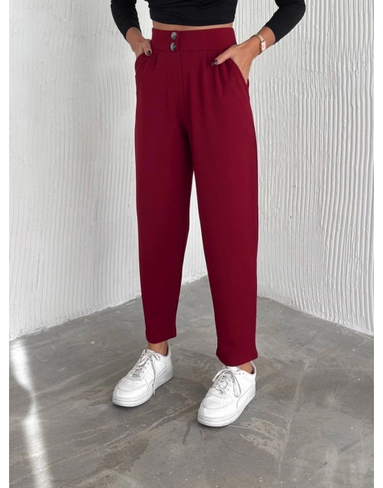 örme krep pantolon çift düğmeli