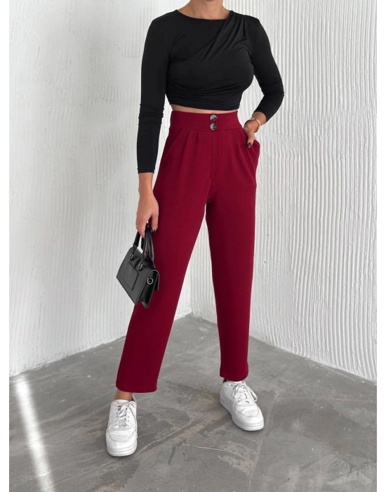 örme krep pantolon çift düğmeli