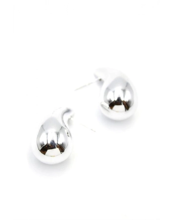 Orta Boy Damla Küpe - Gümüş