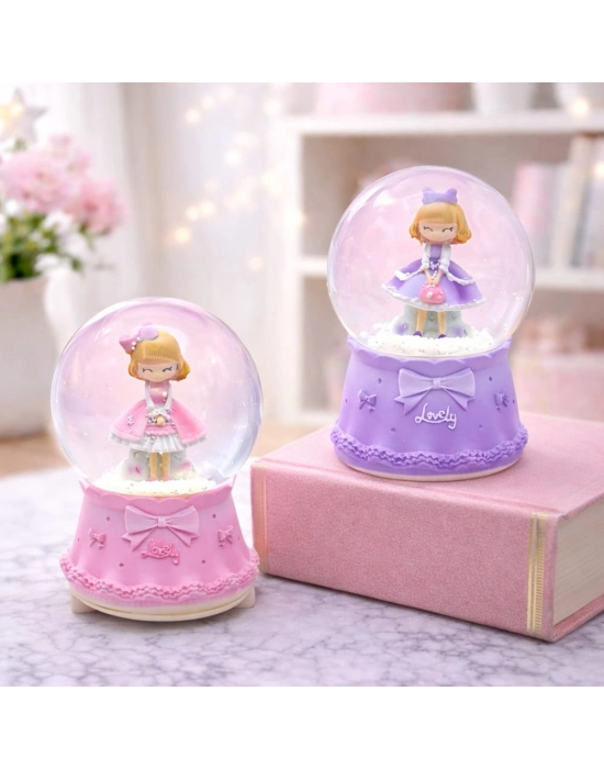 Orta Boy Işıklı Müzikli Prenses Figürlü Kar Küresi