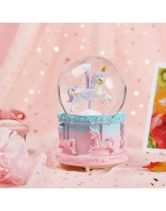 Orta Boy Işıklı Unicorn Kar Küresi