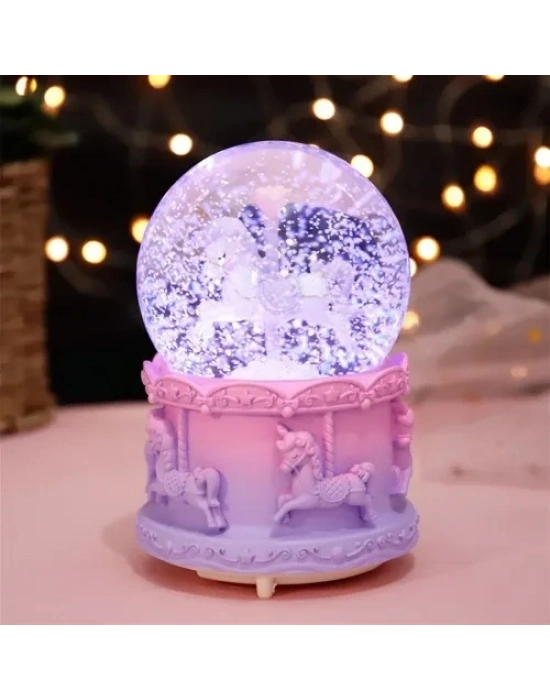 Orta Boy Işıklı Unicorn Kar Küresi