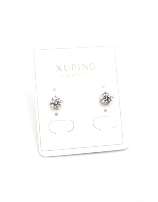 Orta Boy Tek Taş Küpe - Gümüş