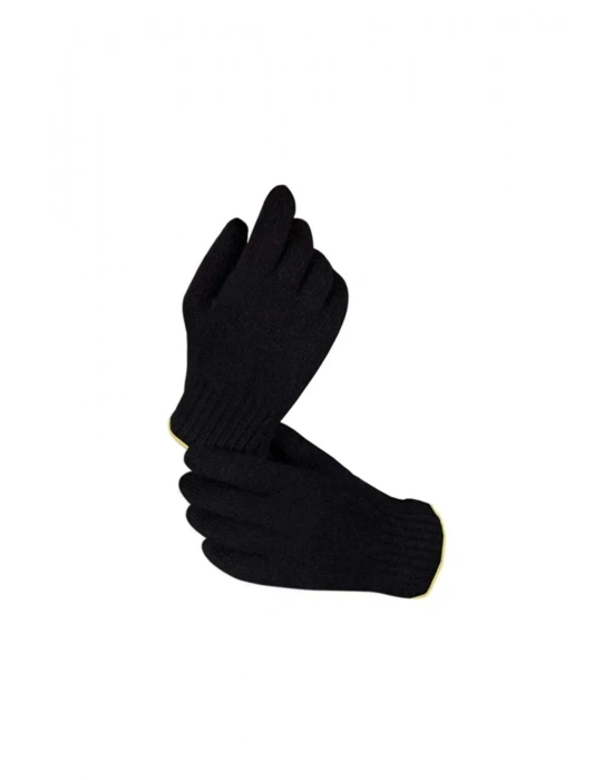 Orta Kalın Siyah Sıcak Tutan Yün Kışlık Kadın Erkek Eldiven Unisex 1 Çift