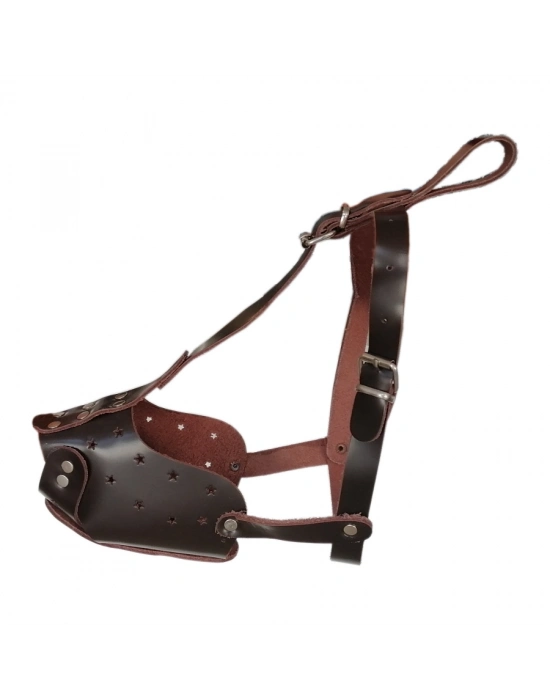 Orta ve iri Irk Deri Ayarlanabilir Köpek Ağızlığı Kahverengi XLarge 33 cm