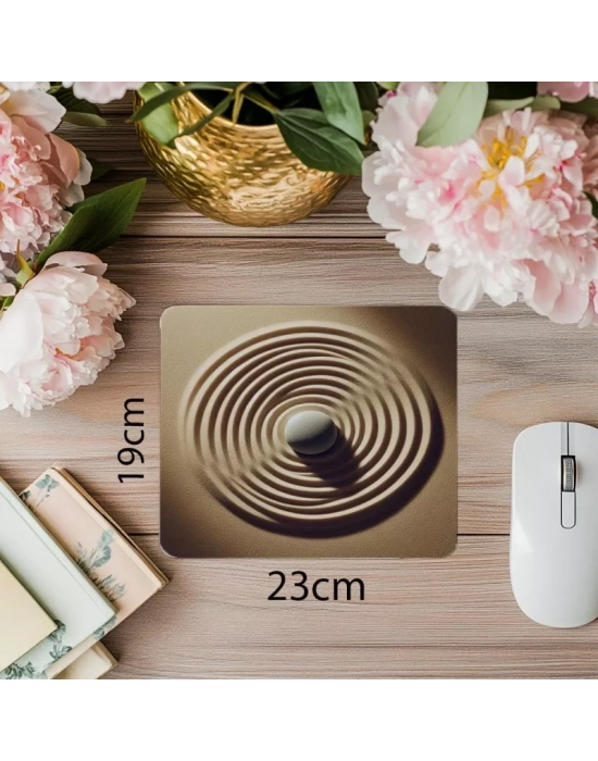 Ortada Tek Taşlı Spiral Kum Mouse Pad - 19x23 cm 2 mm Dikdörtgen İthal Baskılı Mouse Pad
