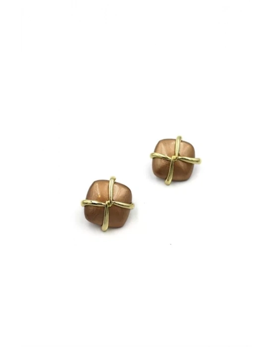 Otantik Düğüm Küpe - Kahverengi