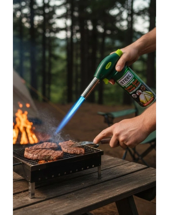 ®  Outdoor Kamp, Piknik ve Tamir İşleri İçin Kamp Gazı Seti – Taşınabilir Pürmüz Alev Tabancası ve Yüksek Performanslı Gaz Kartuşu